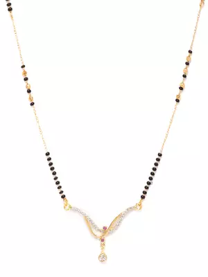 Gold cubic zirconia mangalsutra 3