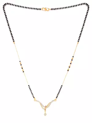 Gold cubic zirconia mangalsutra 4