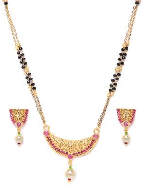 Gold cubic zirconia mangalsutra 2