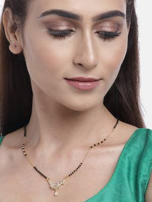 Gold cubic zirconia mangalsutra 1