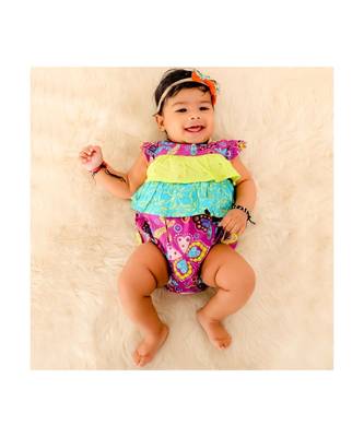 Infant Purple Printed  Frill Cotton Romper 1