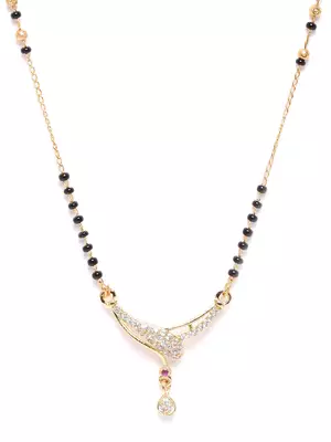 Gold cubic zirconia mangalsutra 4