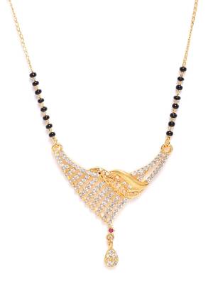 Gold cubic zirconia mangalsutra 2