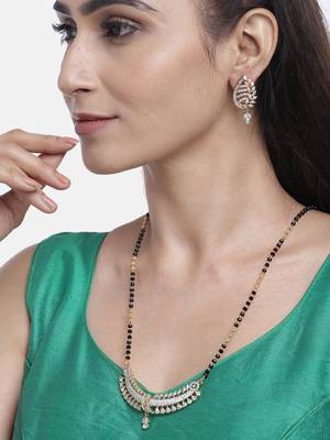 Gold cubic zirconia mangalsutra 1