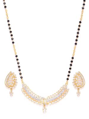 Gold cubic zirconia mangalsutra 2