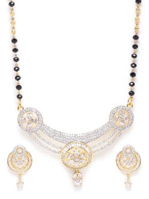 Gold cubic zirconia mangalsutra 2