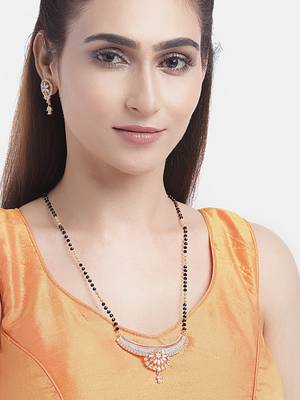 Gold cubic zirconia mangalsutra 1