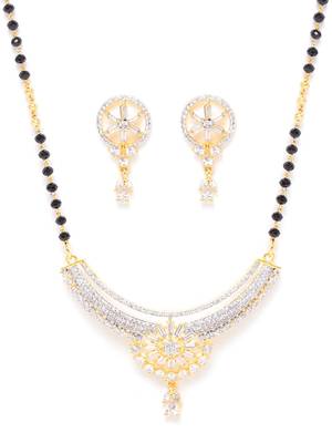 Gold cubic zirconia mangalsutra 2