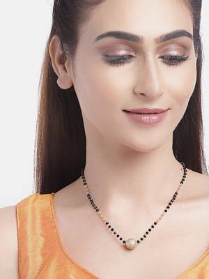 Gold cubic zirconia mangalsutra 1