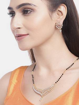 Gold cubic zirconia mangalsutra 1