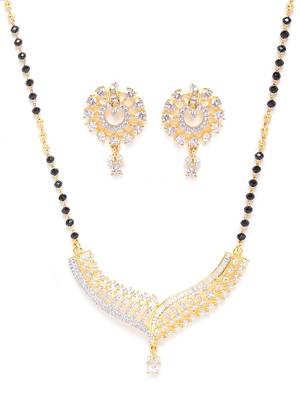 Gold cubic zirconia mangalsutra 2