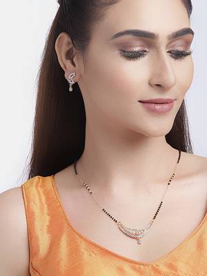 Gold cubic zirconia mangalsutra 1