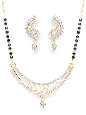 Gold cubic zirconia mangalsutra 2