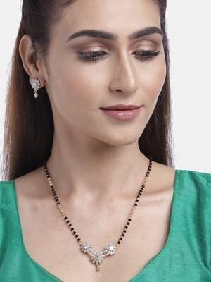Gold cubic zirconia mangalsutra 1