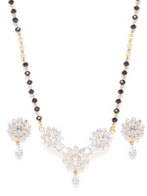Gold cubic zirconia mangalsutra 2