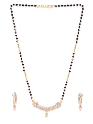 Gold cubic zirconia mangalsutra 4