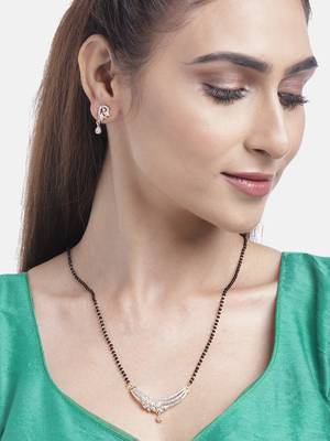 Gold cubic zirconia mangalsutra 1