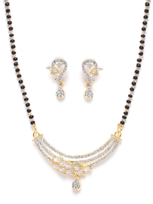 Gold cubic zirconia mangalsutra 2