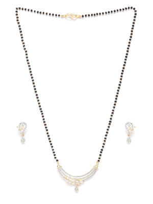 Gold cubic zirconia mangalsutra 3