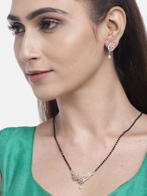 Gold cubic zirconia mangalsutra 1