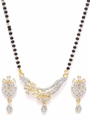 Gold cubic zirconia mangalsutra 2