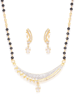 Gold cubic zirconia mangalsutra 2