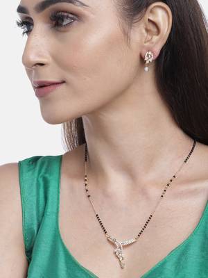 Gold cubic zirconia mangalsutra 1