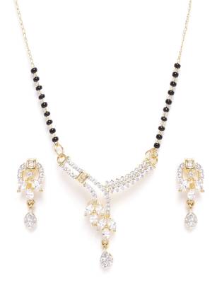 Gold cubic zirconia mangalsutra 2