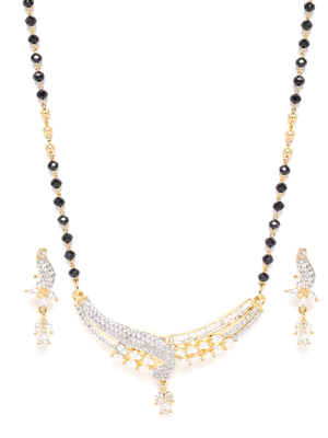Gold cubic zirconia mangalsutra 2