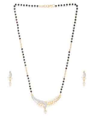 Gold cubic zirconia mangalsutra 3