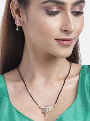 Gold cubic zirconia mangalsutra 1