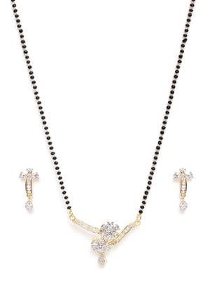 Gold cubic zirconia mangalsutra 2