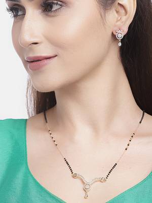 Gold cubic zirconia mangalsutra 1