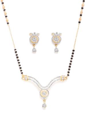 Gold cubic zirconia mangalsutra 2