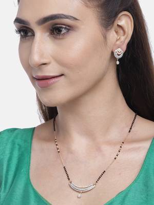 Gold cubic zirconia mangalsutra 1