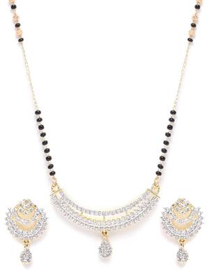 Gold cubic zirconia mangalsutra 2