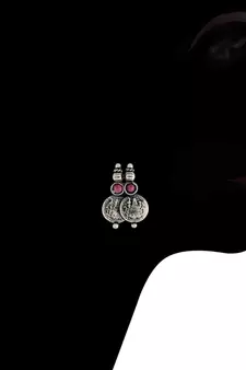 Oxidised Silver Plated Traditional South Indian Stylish Coin Necklace With Earrings For Women & Girls 