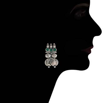 Oxidised Silver Plated Traditional South Indian Stylish Coin Necklace With Earrings For Women & Girls (MC062ZG) 4