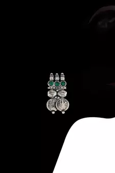Oxidised Silver Plated Traditional South Indian Stylish Coin Necklace With Earrings For Women & Girls (MC062ZG)