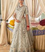 Grey embroidered net unstitched lehenga