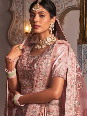 Pink embroidered velvet unstitched lehenga 2