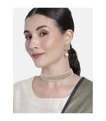 Traditional White Pearl & Kundan Studded Choker Necklace Jewellery Set For Women   