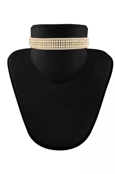 Traditional White Pearl & Kundan Studded Choker Necklace Jewellery Set For Women   