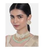 Traditional White Pearl & Kundan Studded Choker Necklace Jewellery Set For Women   