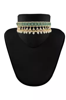 Traditional White Pearl & Kundan Studded Choker Necklace Jewellery Set For Women   