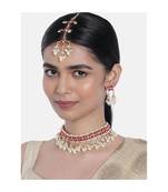 Traditional White Pearl & Kundan Studded Choker Necklace Jewellery Set For Women   
