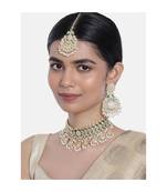 Traditional White Pearl & Kundan Studded Choker Necklace Jewellery Set For Women   