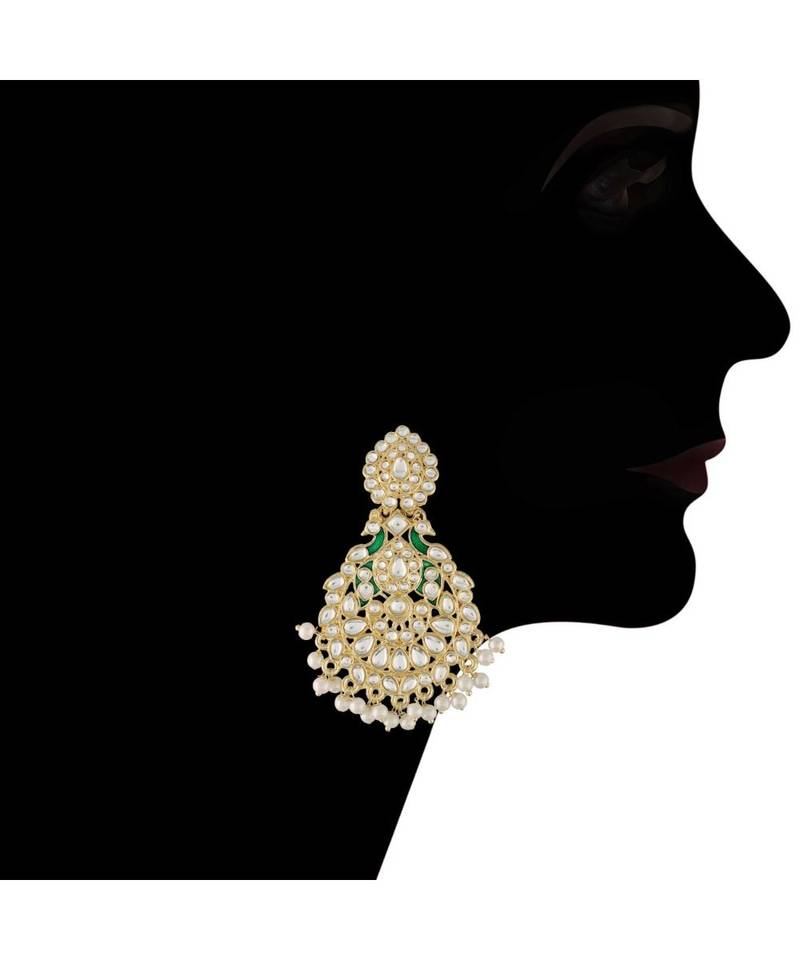 Traditional White Pearl & Kundan Studded Choker Necklace Jewellery Set For Women   