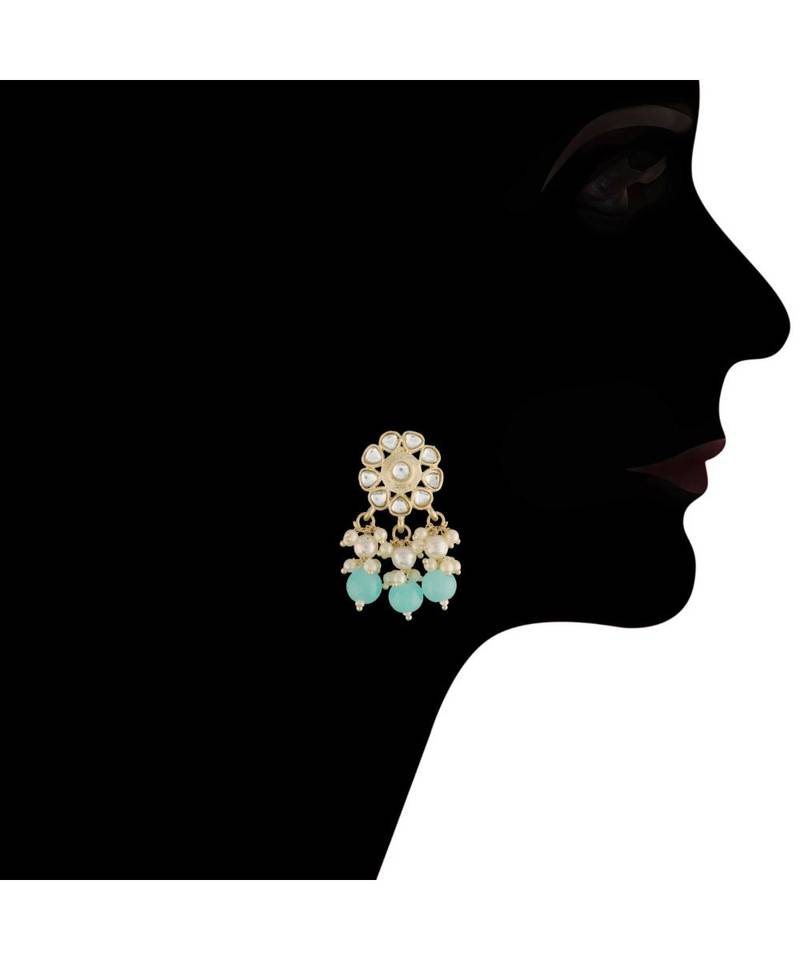  Traditional White Pearl & Kundan Studded Choker Necklace Jewellery Set For Women   