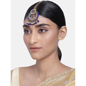 Traditional Kundan & Pearl Studded Maang Tikka For Women  1